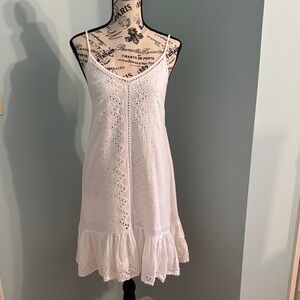 House of Harlow White Lace Trim Cotton Linen Dress